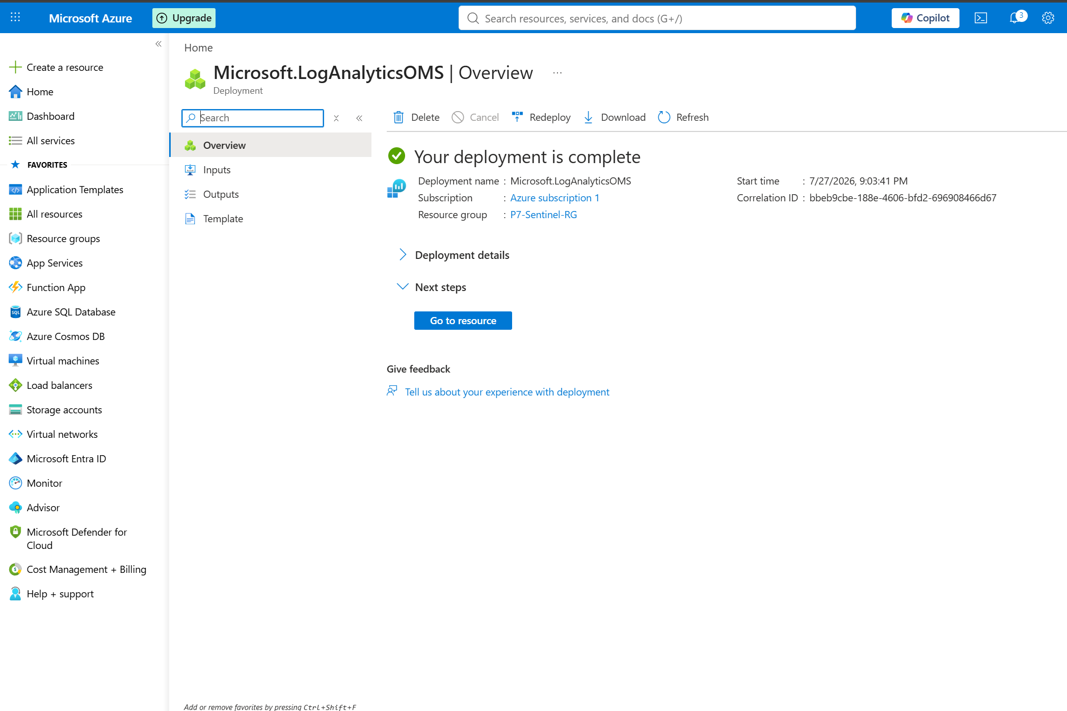 Log Analytics Workspace Created
