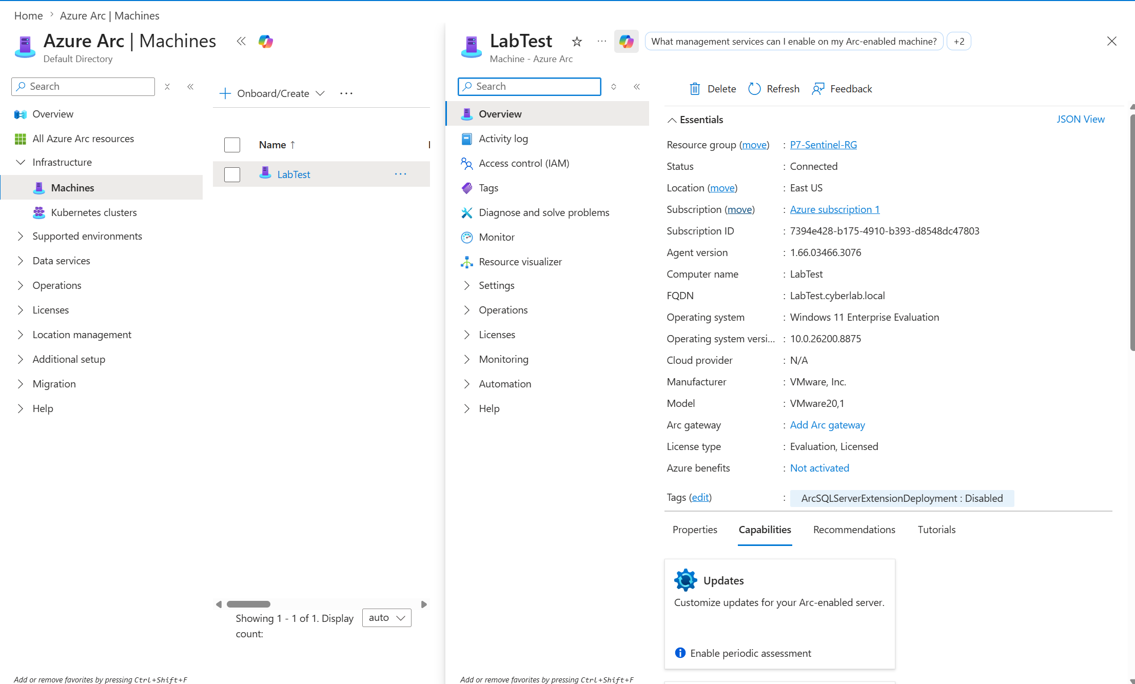 Azure Arc Machine Connected