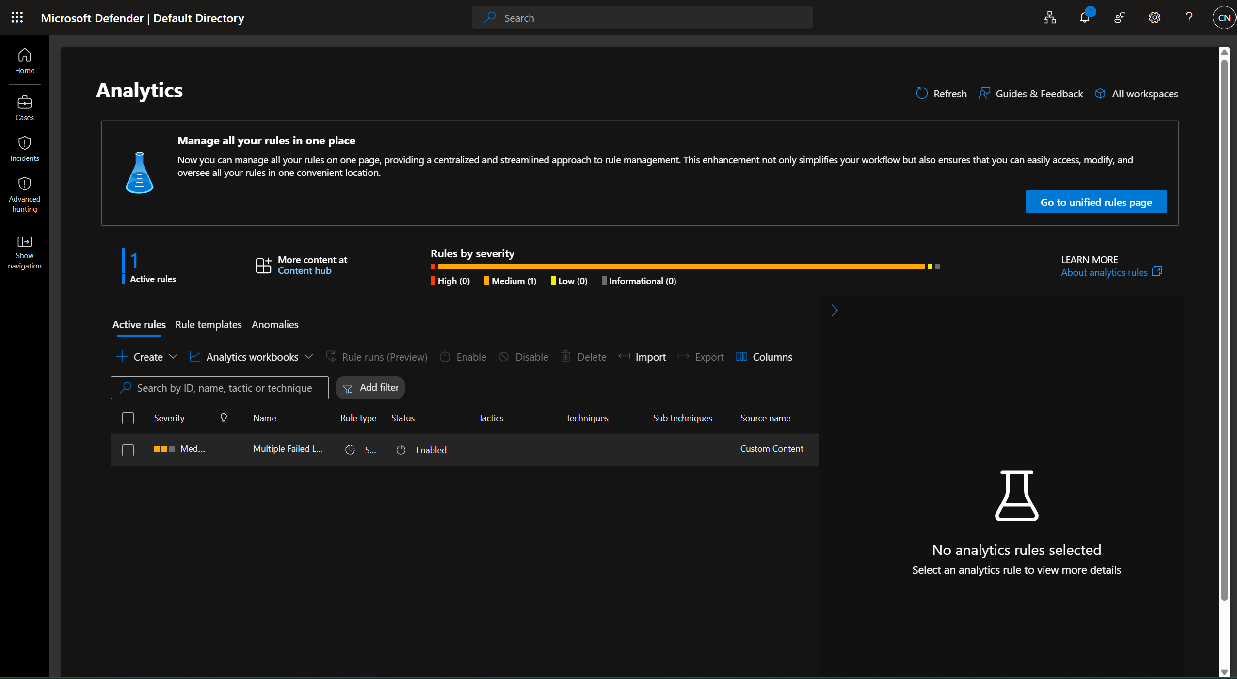 Analytics Rule Created
