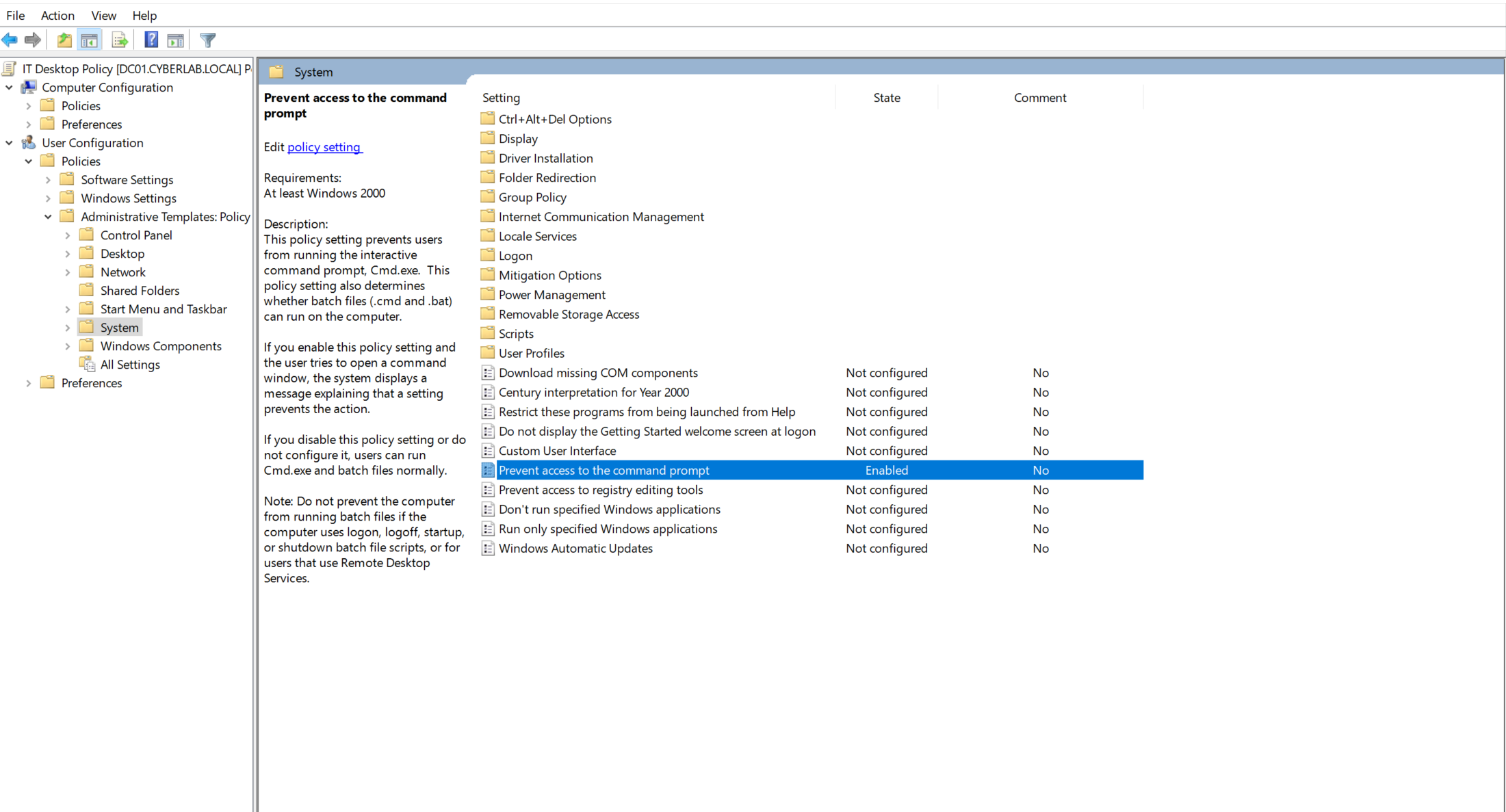 Command Prompt Restriction
